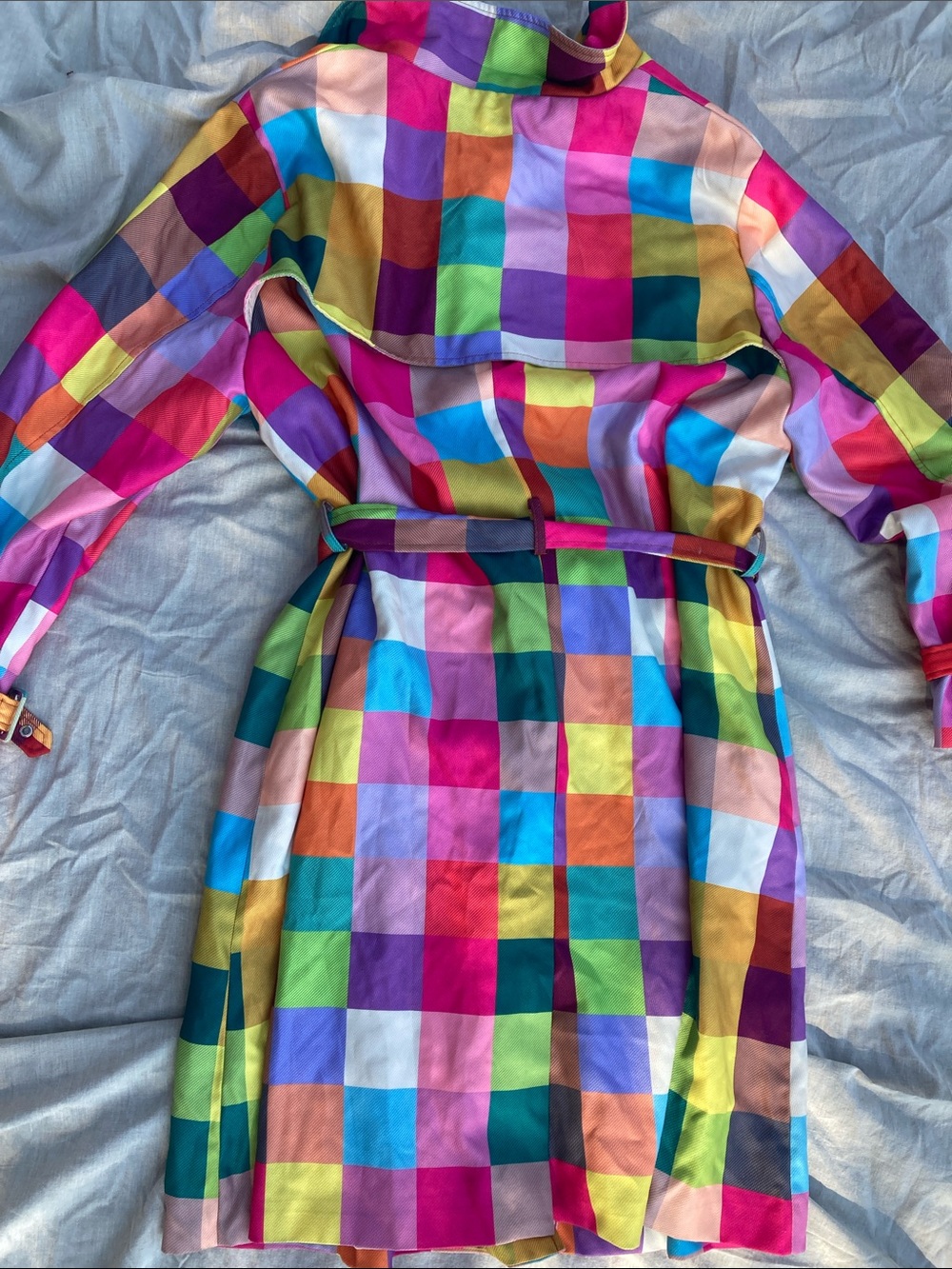 Rainbow plaid trench coat dress plus size 3x the gap asos fans - Picture 12 of 13